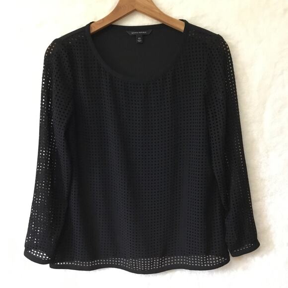 Banana Republic Black Checked Pattern Top - Picture 1 of 10